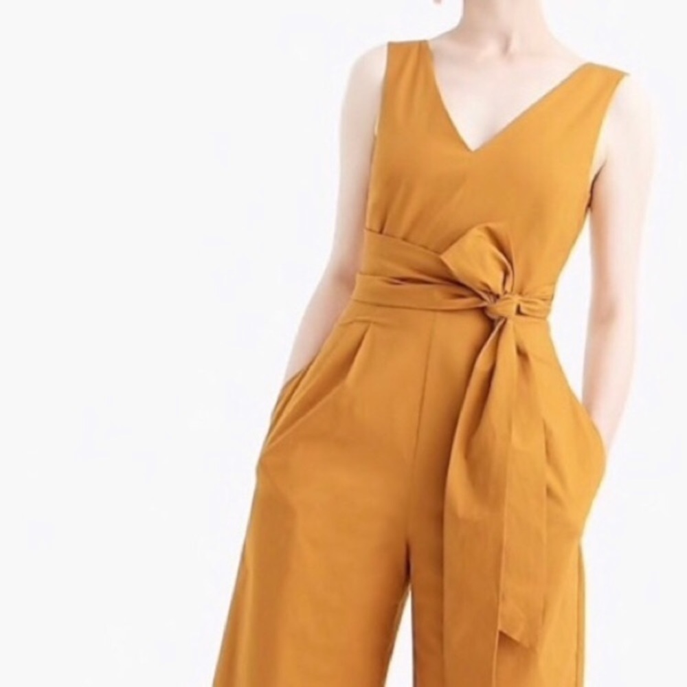 J.Crew Wrap Tie Jumpsuit in Warm Caramel, size 00 - Picture 2 of 7